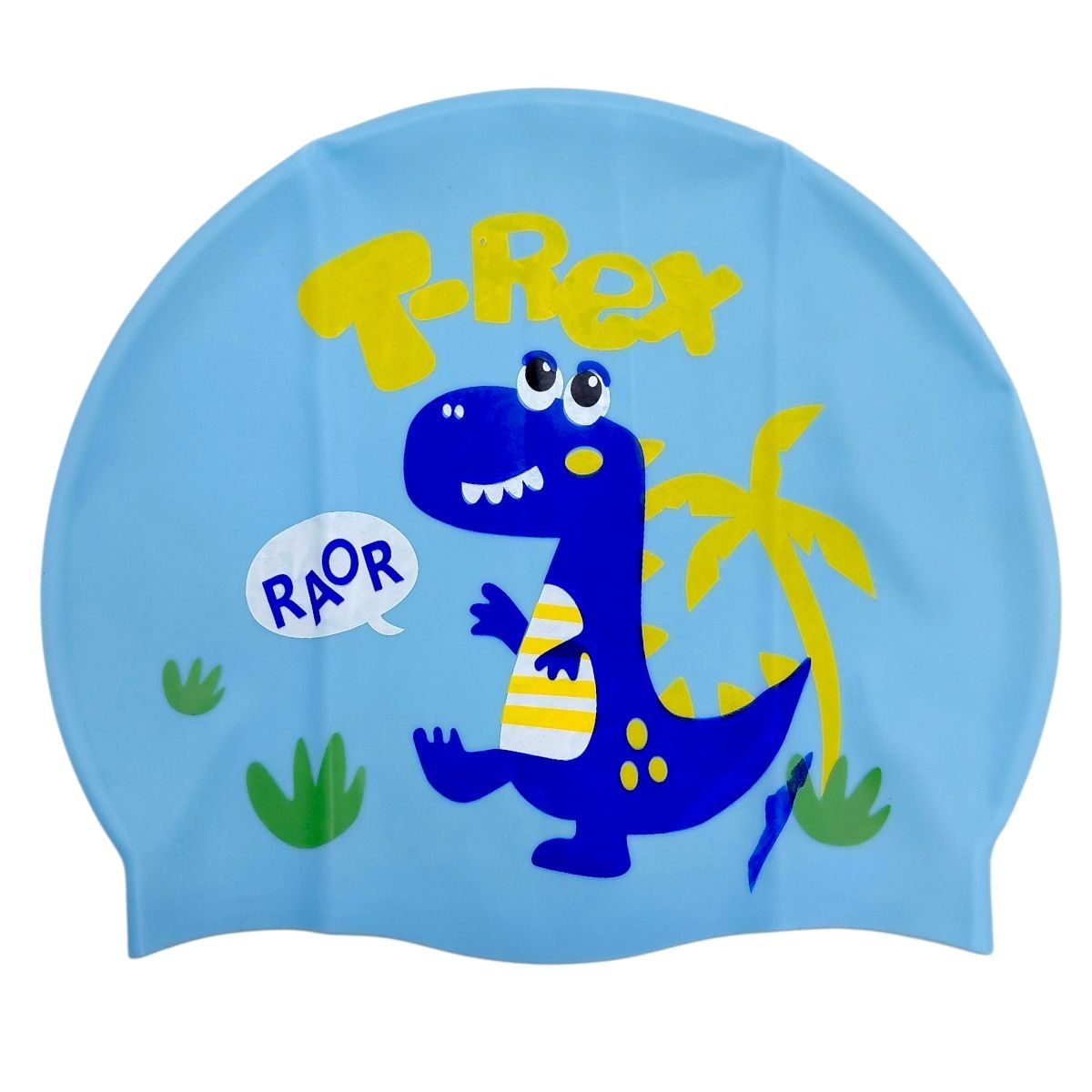 Шапочка для плавання силіконова, у пакеті "ДИНОЗАВР" (БЛАКИТНА)  фото 1