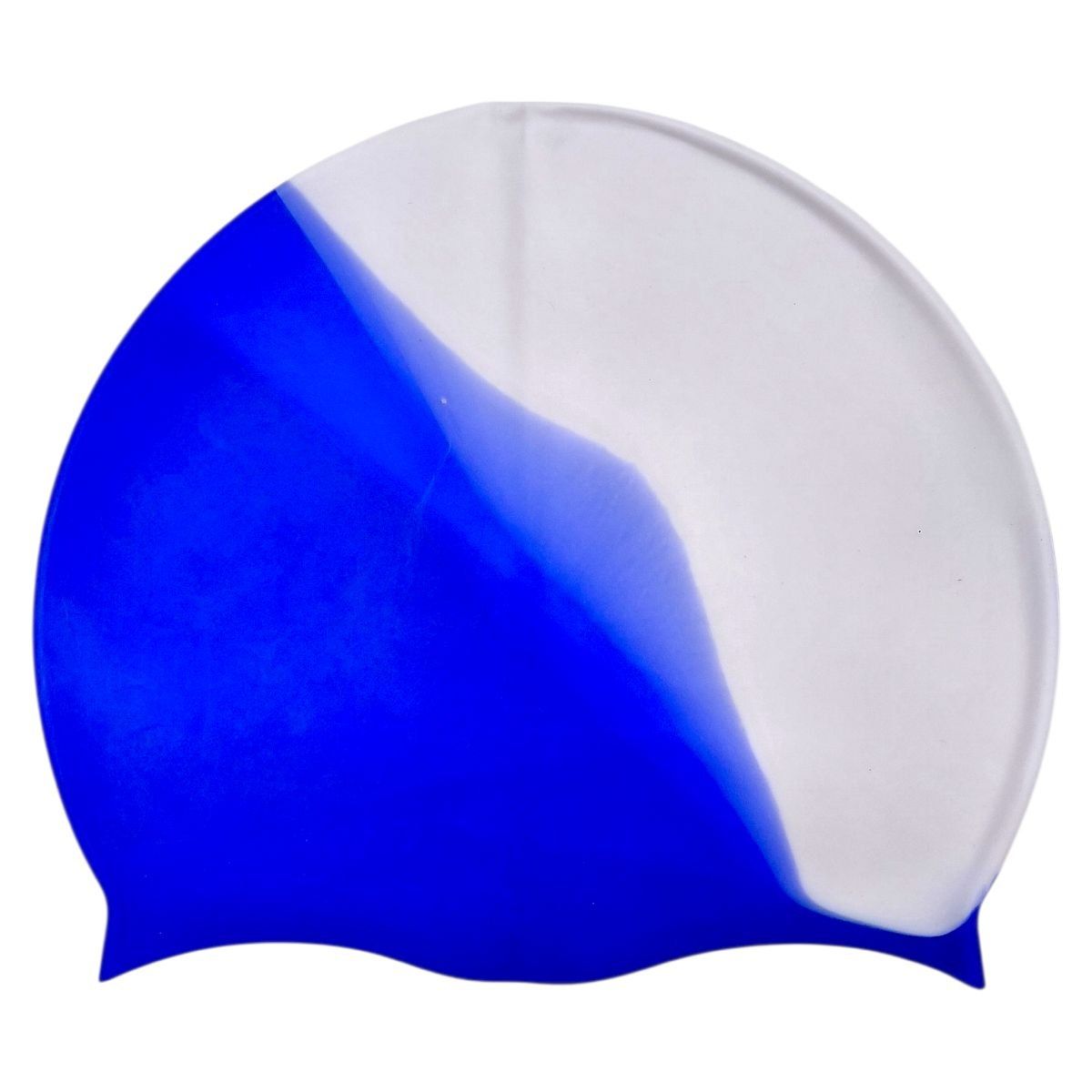 Шапочка для плавання силіконова, у пакеті (СИНЬО-БІЛА)  фото 1