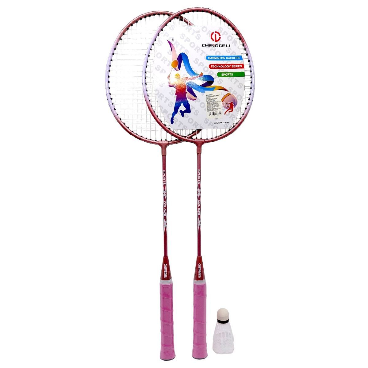 Бадмінтон 65 см, в сумці  з воланом (РОЖЕВИЙ)  фото 1