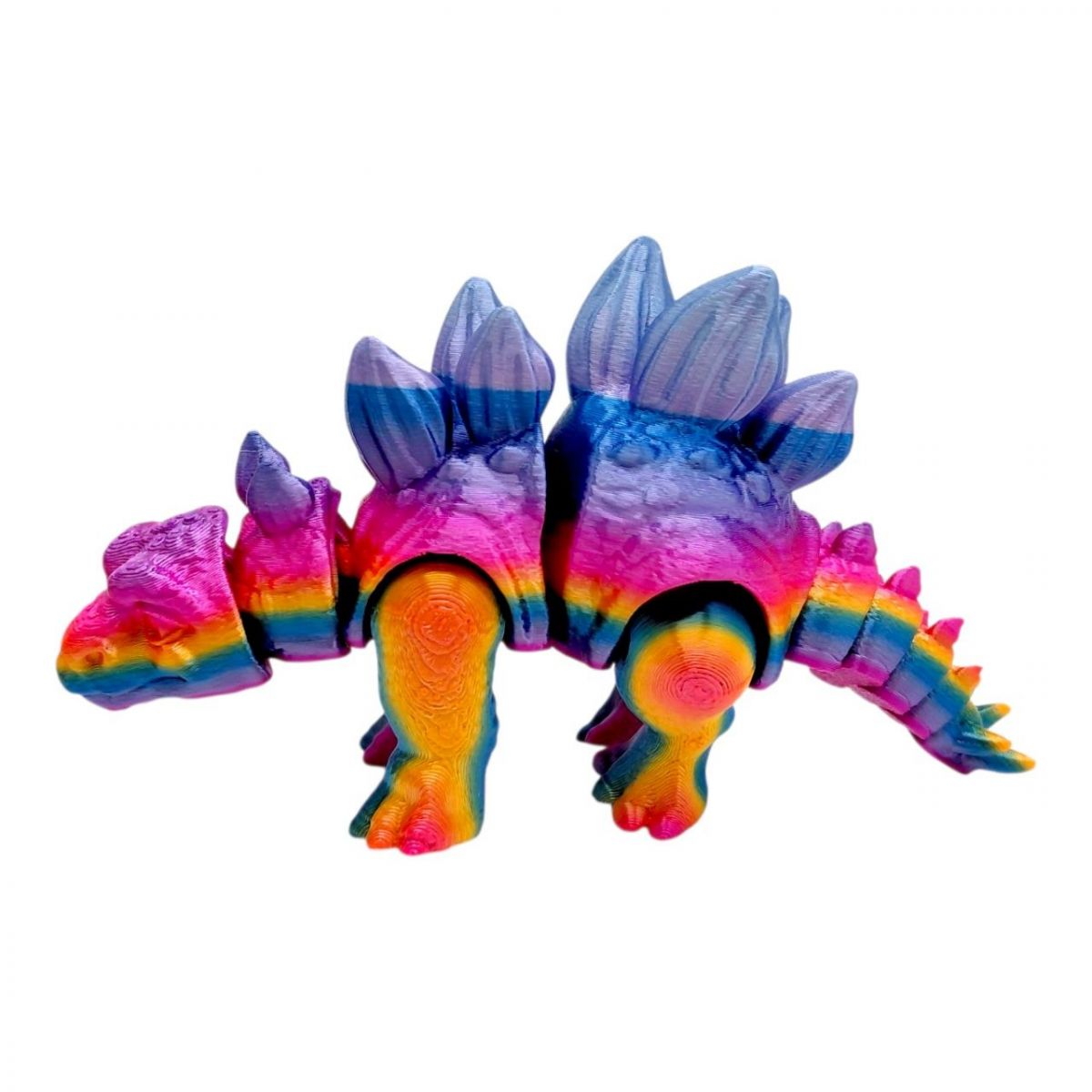 Игрушка подвижная 3D Динозавр 18 см, Стегозавр (Радужный)  фото 1