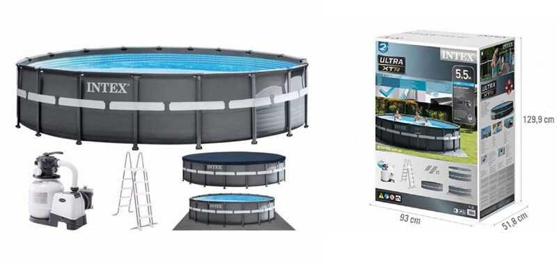 Intex Басейн каркасний (об'єм води:26423л, розмір: 549х132см, сходи, насос-фільтр піщаний – 6000 л/год, скіммер), в коробці  фото 1