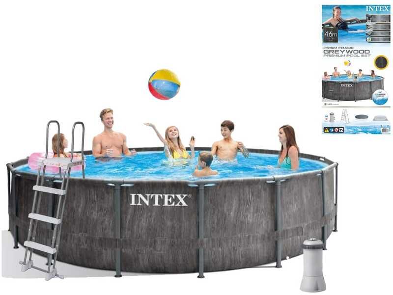Intex Басейн каркасний (об'єм:16805л, розмір:457x122см, насос-фільтр:3 785 л/год, драбина, тент, підстилка), в коробці  фото 1