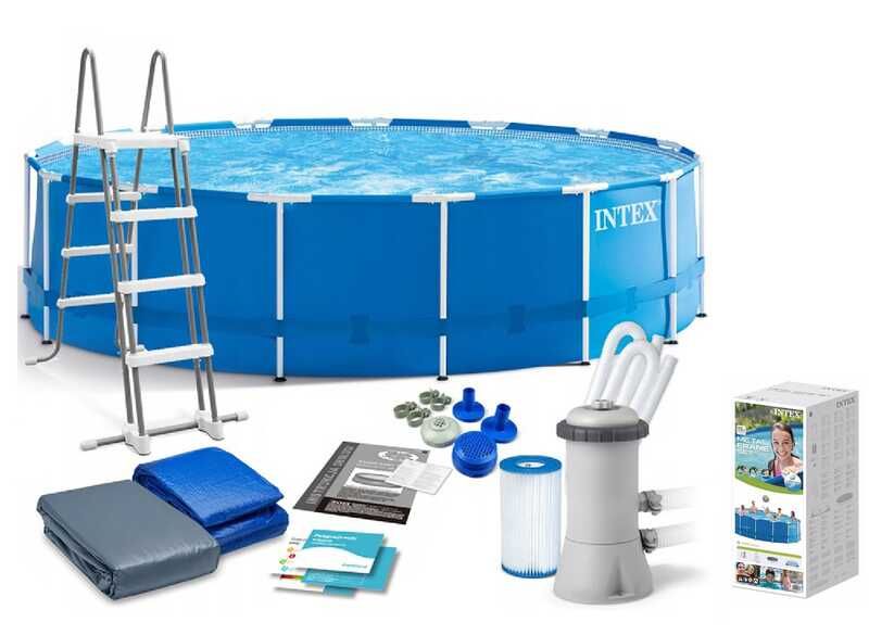 Intex Басейн каркасний (від 6 років, сходи, тент, підстилка, насос та фільтр у комплекті, діаметр 457см, висота 122см, 16805 л, насос 3785 л/год  фото 1