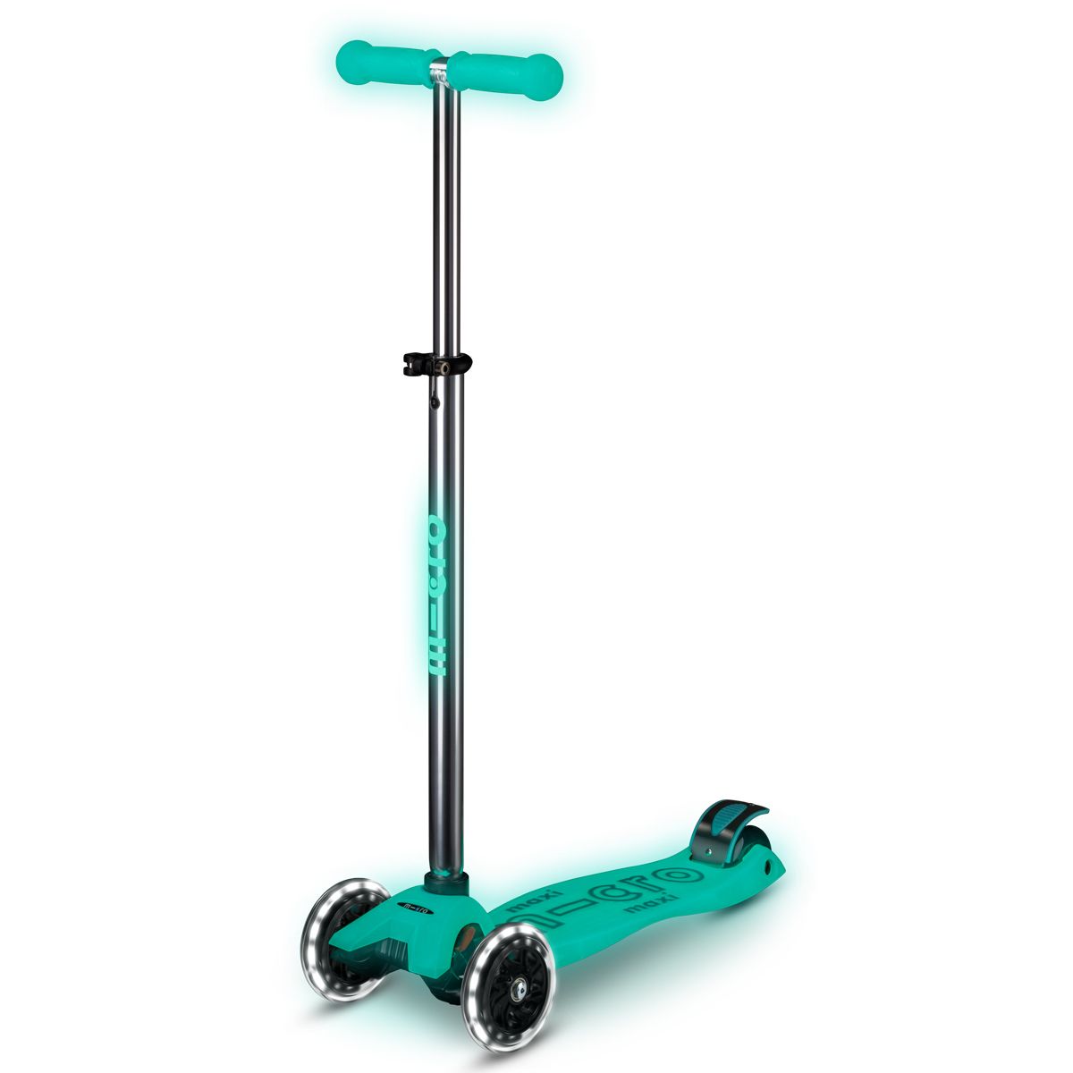 Самокат Micro серии Maxi Deluxe Glow LED - Желейный зеленый  фото 1