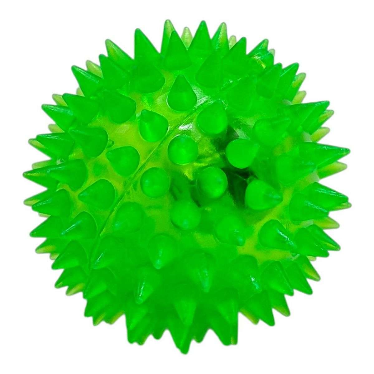 Мяч-ежик резиновый со светом (Зеленый)  фото 1
