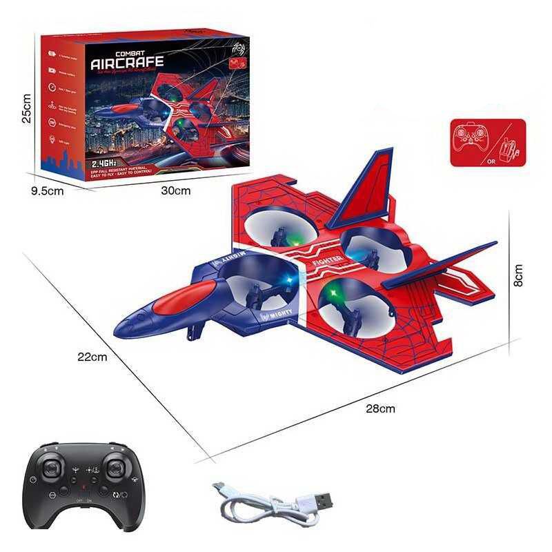 Літак на радіокеруванні (трюки, підсвічування, пульт 2. 4 GHz, акумулятор, запасні лопаті, в коробці)  фото 1