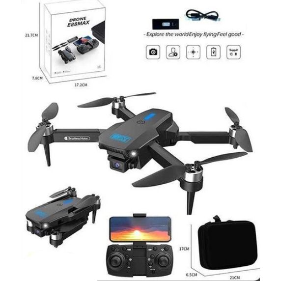 Квадрокоптер на радіокеруванні (акумулятор, USB-кабель, викрутка, пульт, підсвічування, HD камера, сумка для зберігання, додаток, в коробці)  фото 1