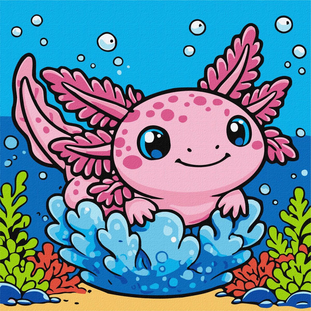 Картина по номерах "Радісний аксолотль" 25х25см  фото 1