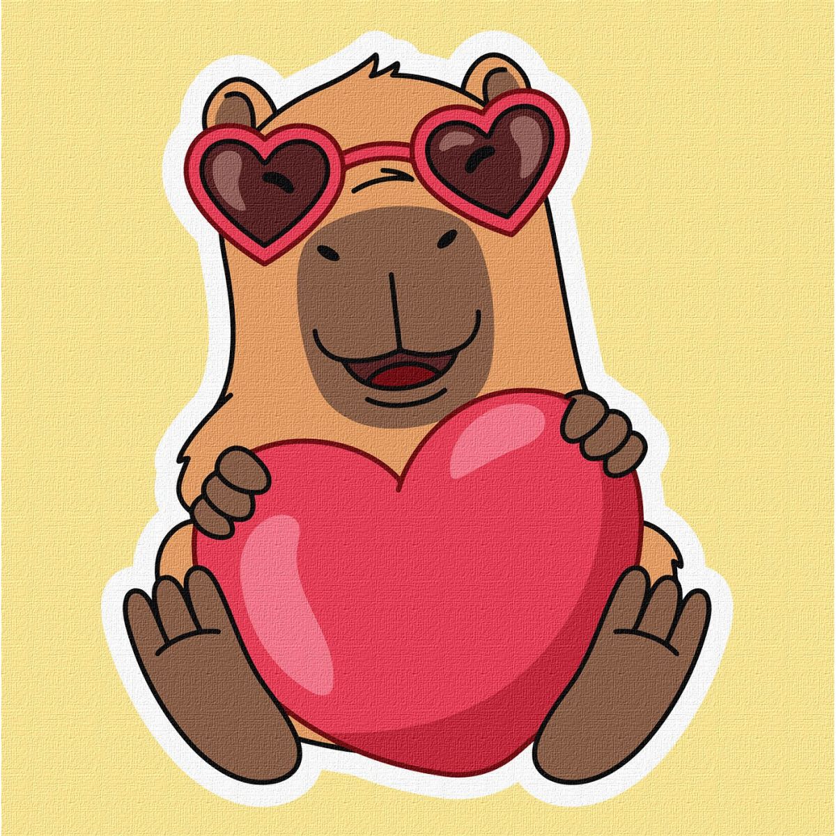 Картина по номерах "Капібара та серце" 30х30см  фото 1