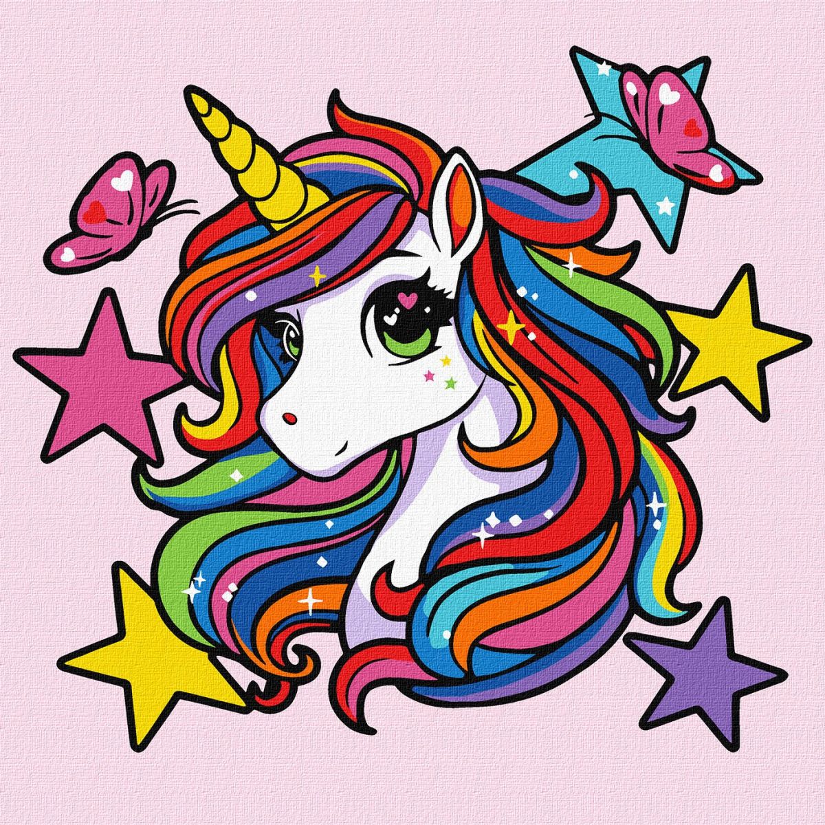 Картина по номерах "Яскравий єдиноріг" 25х25см  фото 1