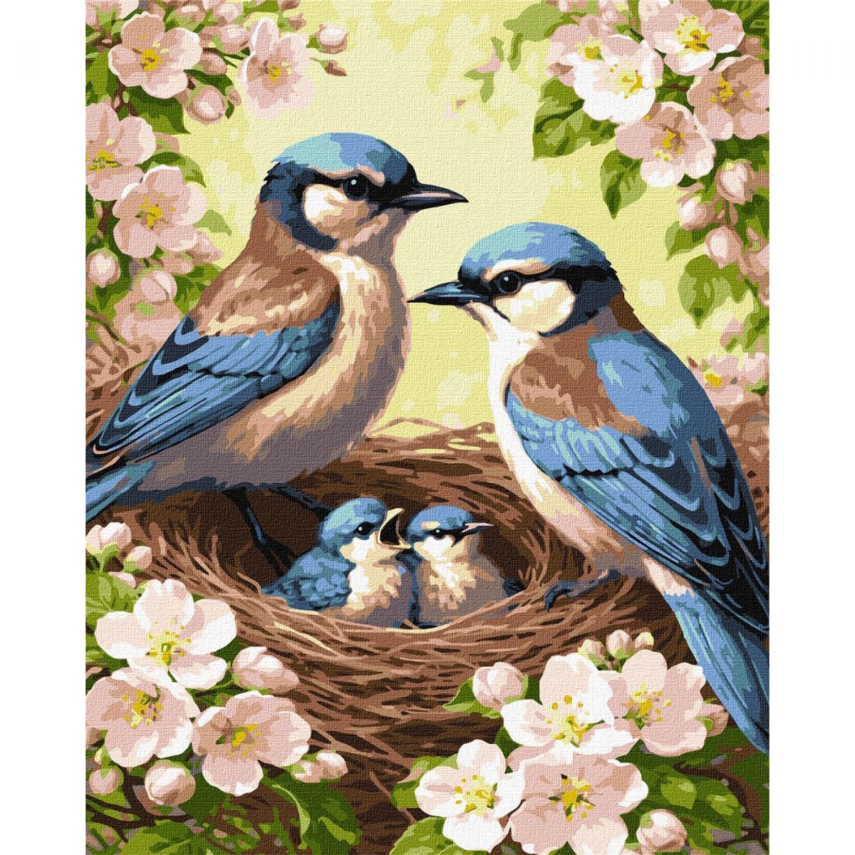 Картина по номерах "Родина синиць у цвіті" 40х50см  фото 1