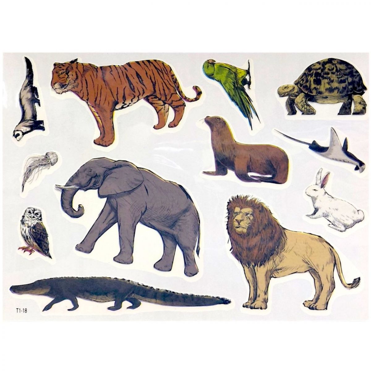 Татуировки-перебивки, временные, "Дикие животные" (1 лист)  фото 1