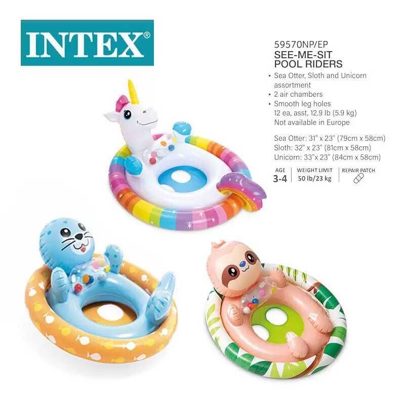Intex Дитячий надувний пліт-райдер 3 види, розміром 71х76х58см, від 3 до 4 років ВИДАЄТЬСЯ МІКС ВИДІВ  фото 1
