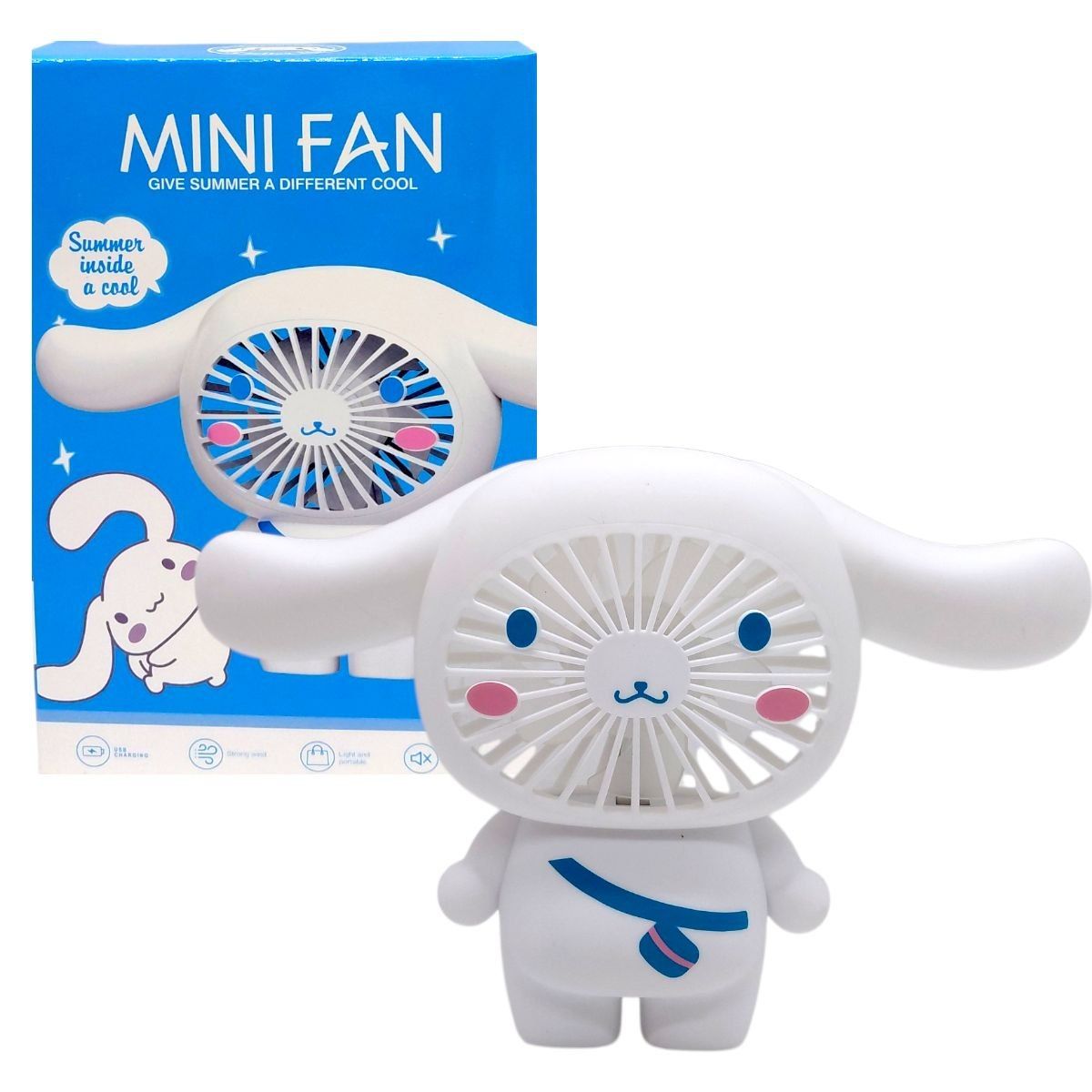 Вентилятор "MINI FAN", встроенный аккумулятор, USB Type-C, в коробке (CINNAMONROLL)  фото 1