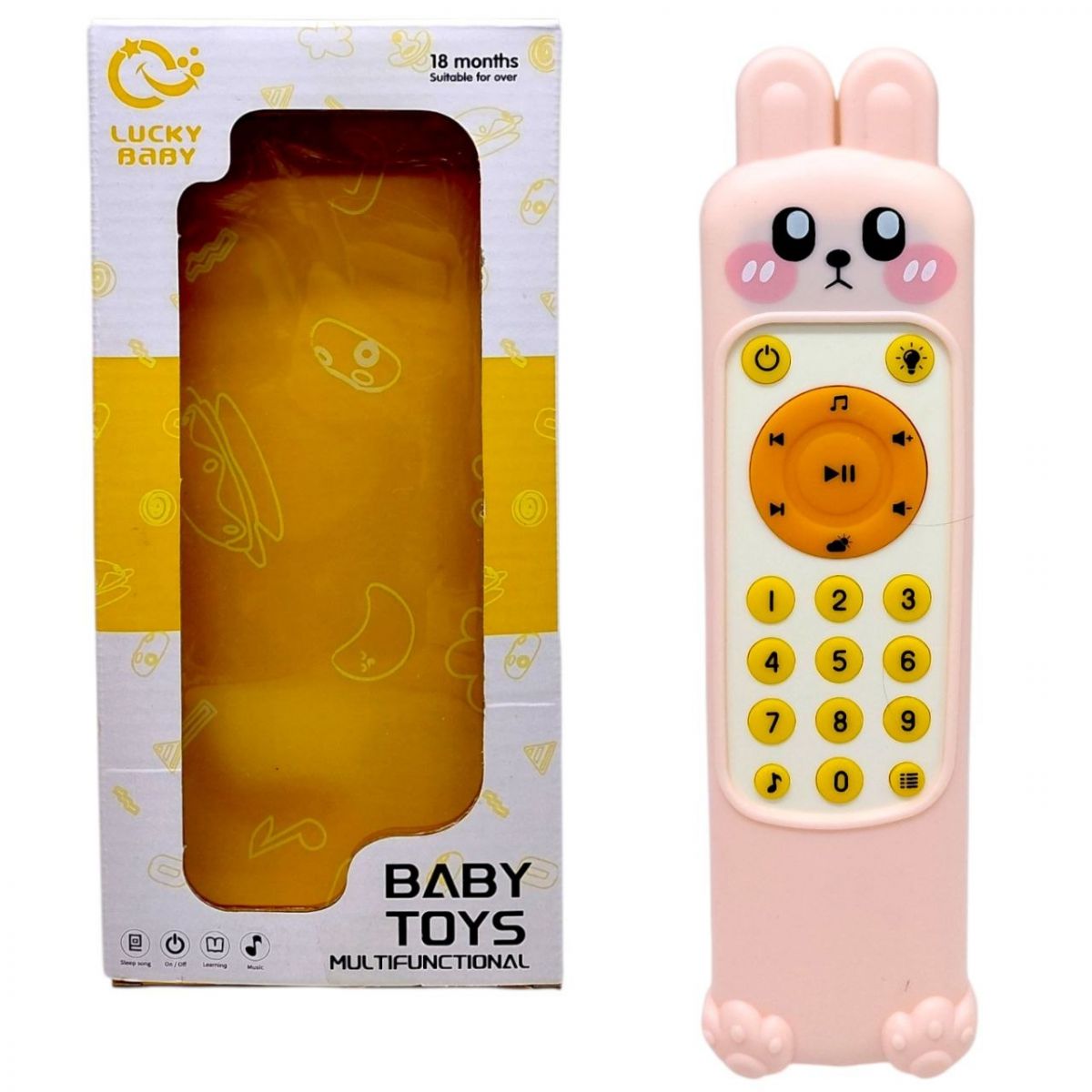 Пульт подсветки (мелодии, звуки погоды и животных, цифры, слова, звучание на английском языке, регулировка громкости, резиновый чехол) ЗАЯЦ  фото 1