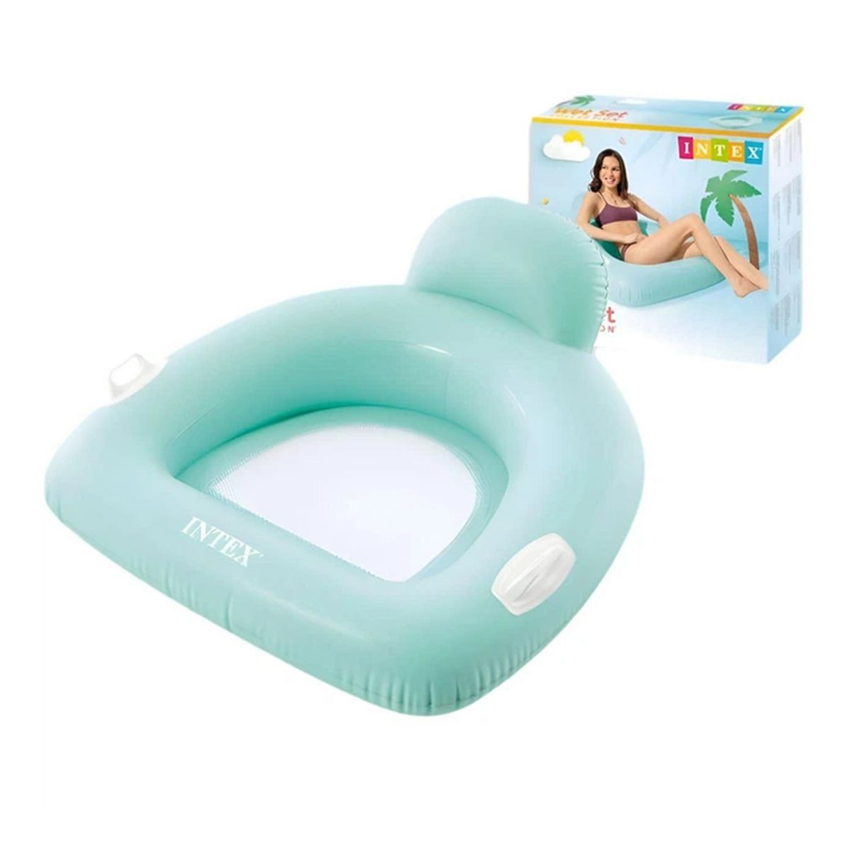 Надувний плотик в коробці 114x107 см (БЛАКИТНИЙ)  фото 1