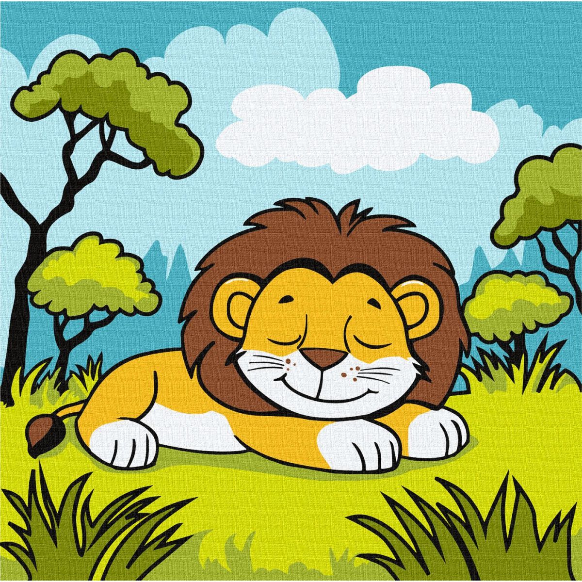 Набір для розпису по номерах для дітей "Левеня у савані" 25х25см  фото 1