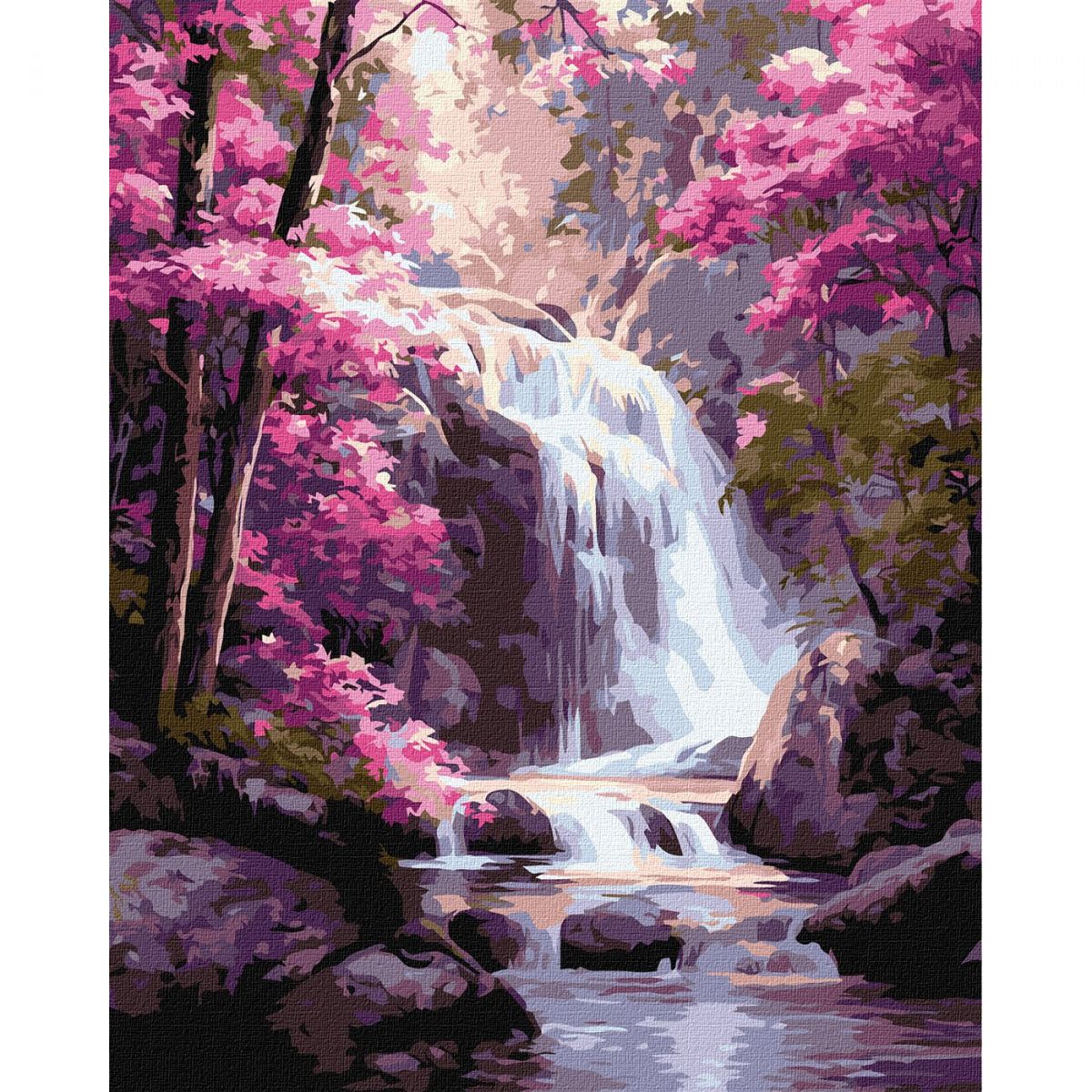 Картина по номерах "Водоспад у рожевому лісі" 40х50см  фото 1