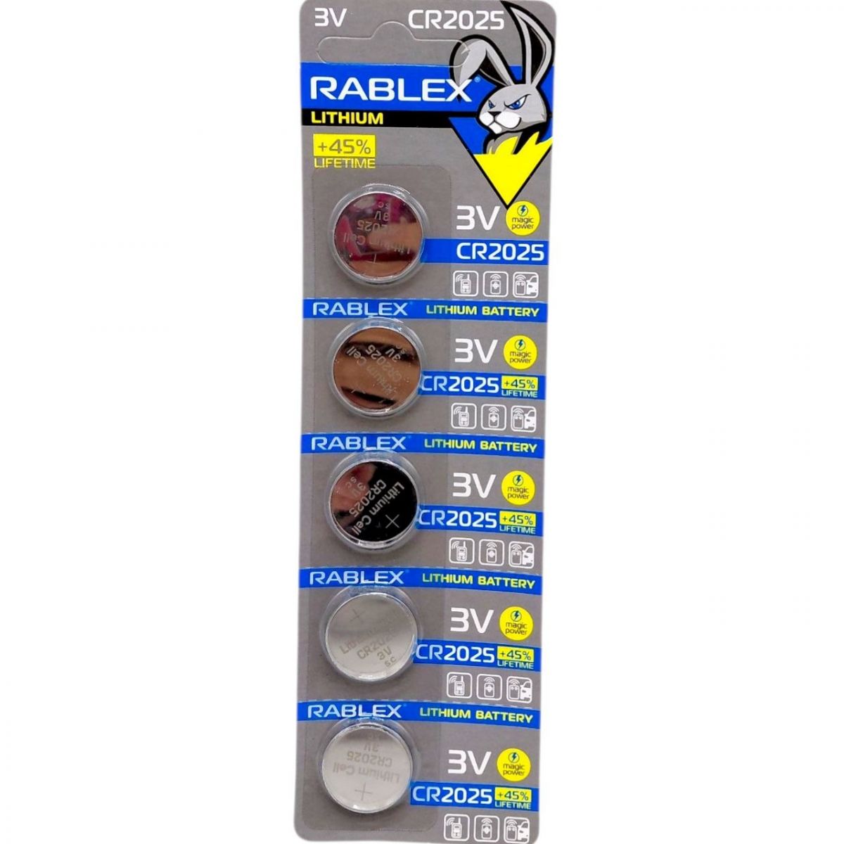 Батарейка RABLEX "таблетка" 3V CR2025 (5 шт на планшетке)  фото 1