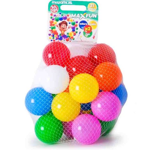 Набір кульок MaxFun (21 шт.  діаметр 8 см.  більше мʼяких кульок більше кольорів)  фото 1