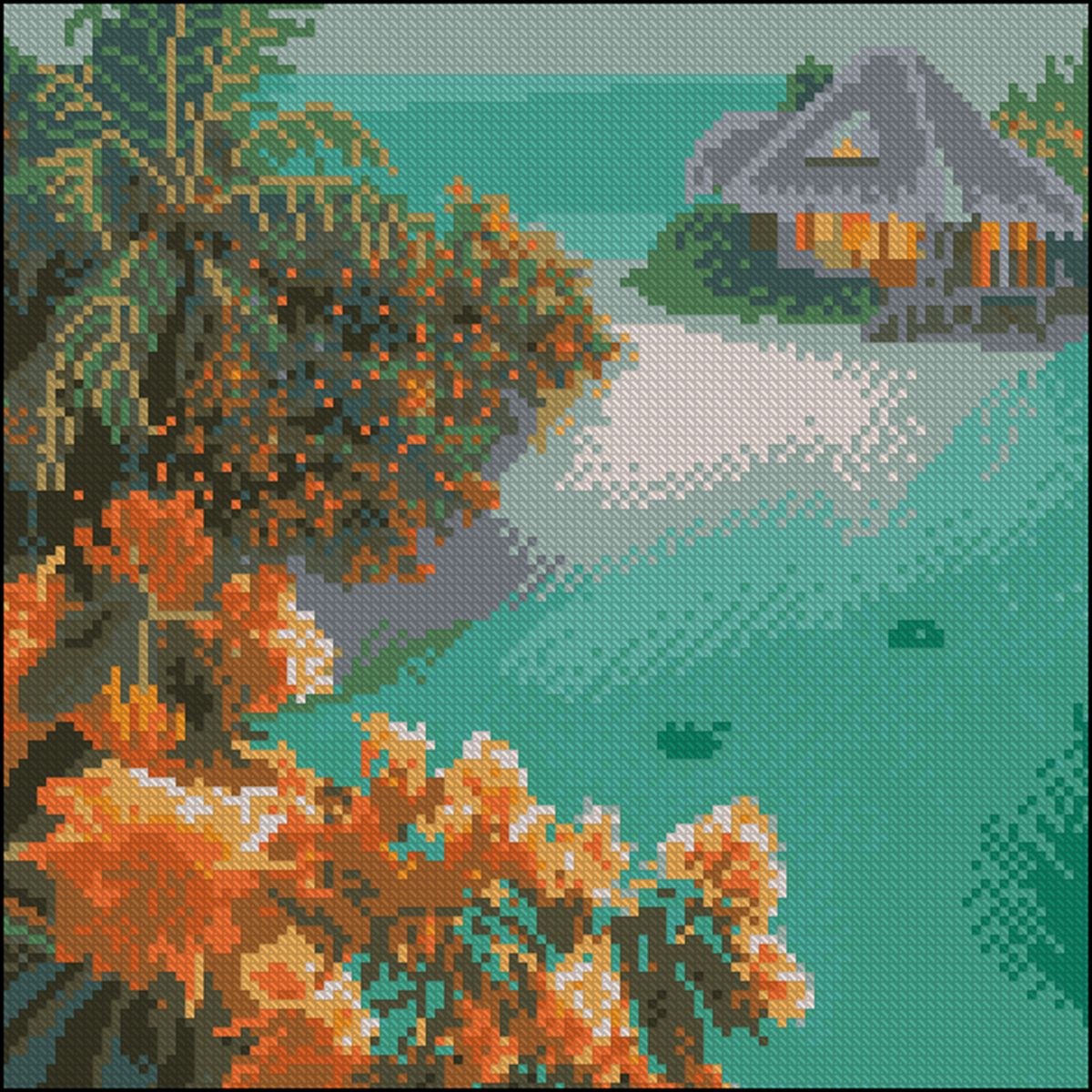 Алмазна мозаїка "Будинок на острові" 30х30 см  фото 1