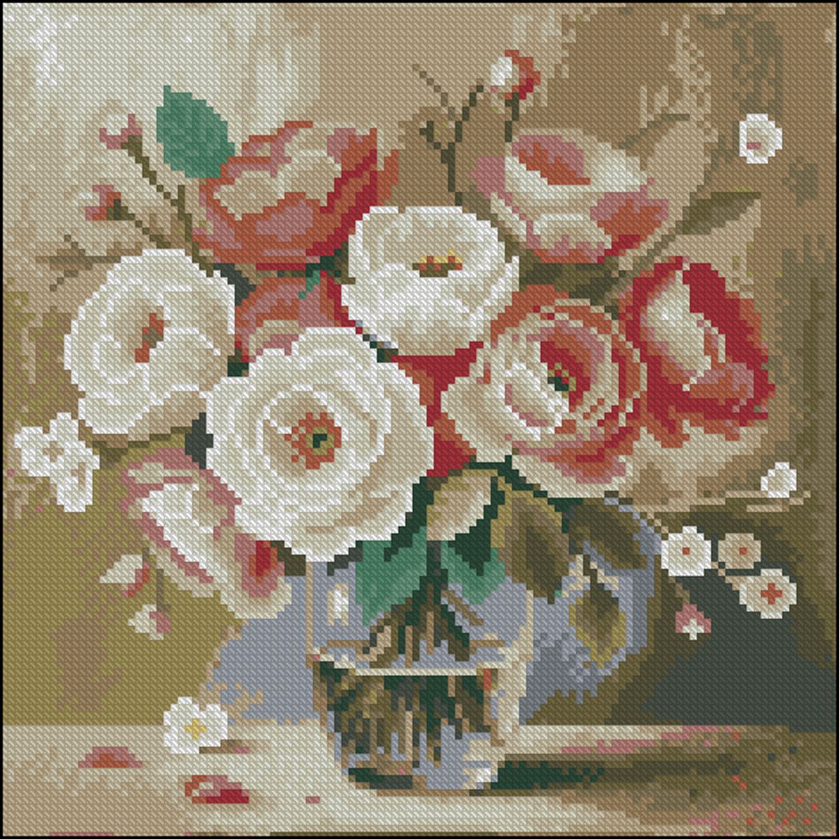 Алмазна мозаїка "Букет на столі" 30х30 см  фото 1