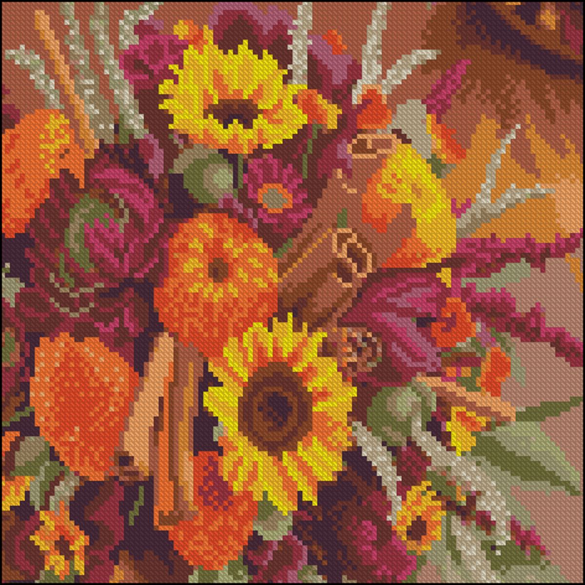 Алмазна мозаїка "Осінній букет" 30х30 см  фото 1