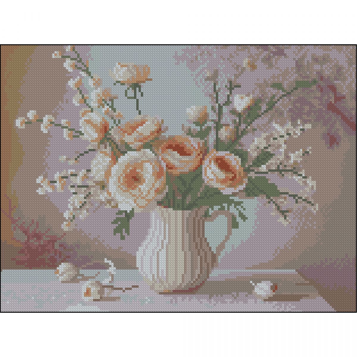 Алмазна мозаїка (картина) "Кремові квіти" 30х40 см  фото 1