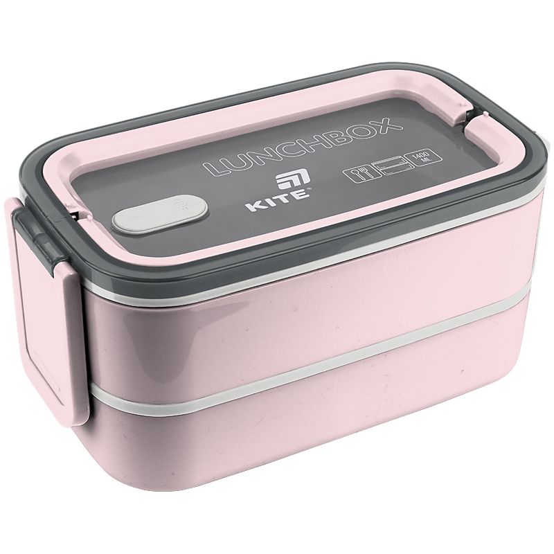 Ланчбокс подвійний з наповненням 1400 мл, пудровий  фото 1