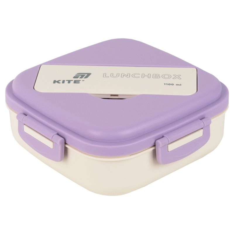 Ланчбокс з розділювачем 1100 мл, фіолетово-бежевий  фото 1