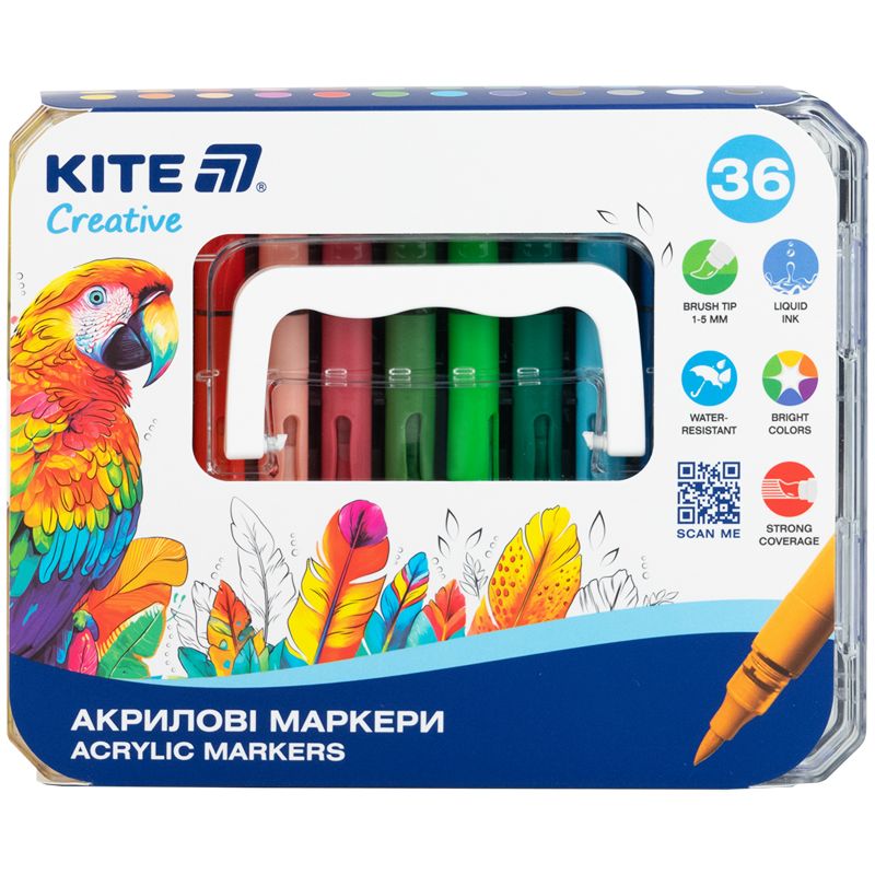 Маркеры акриловые с жидкими чернилами, 36шт Kite Creative  фото 1
