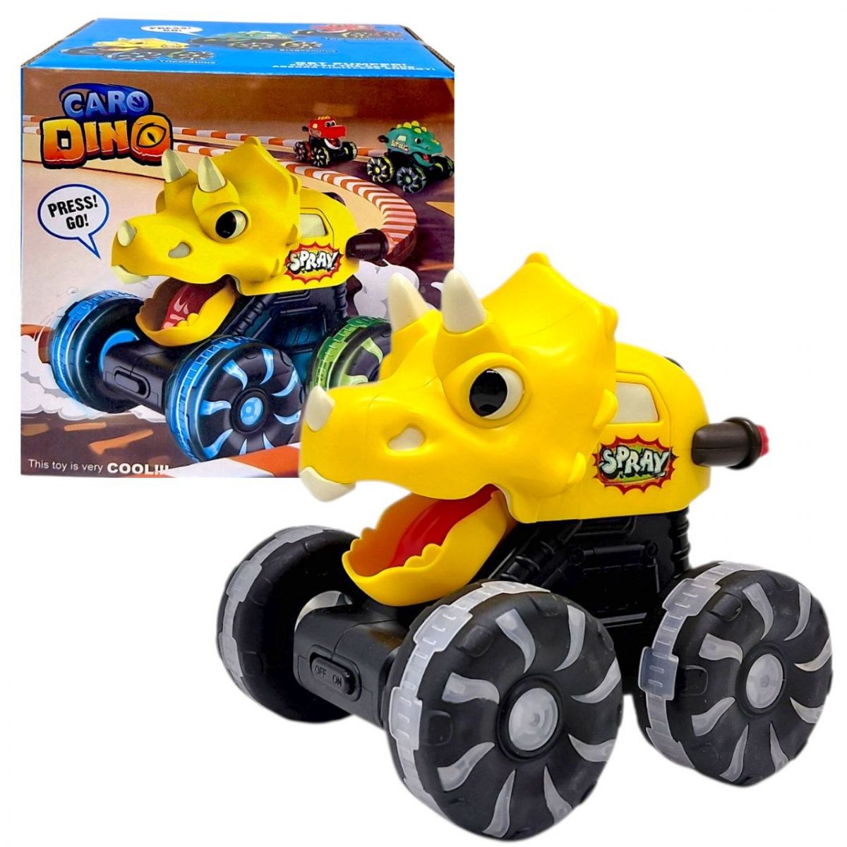 Інерційна машинка "DinoCar: Press&Go" (ЖОВТА)  фото 1