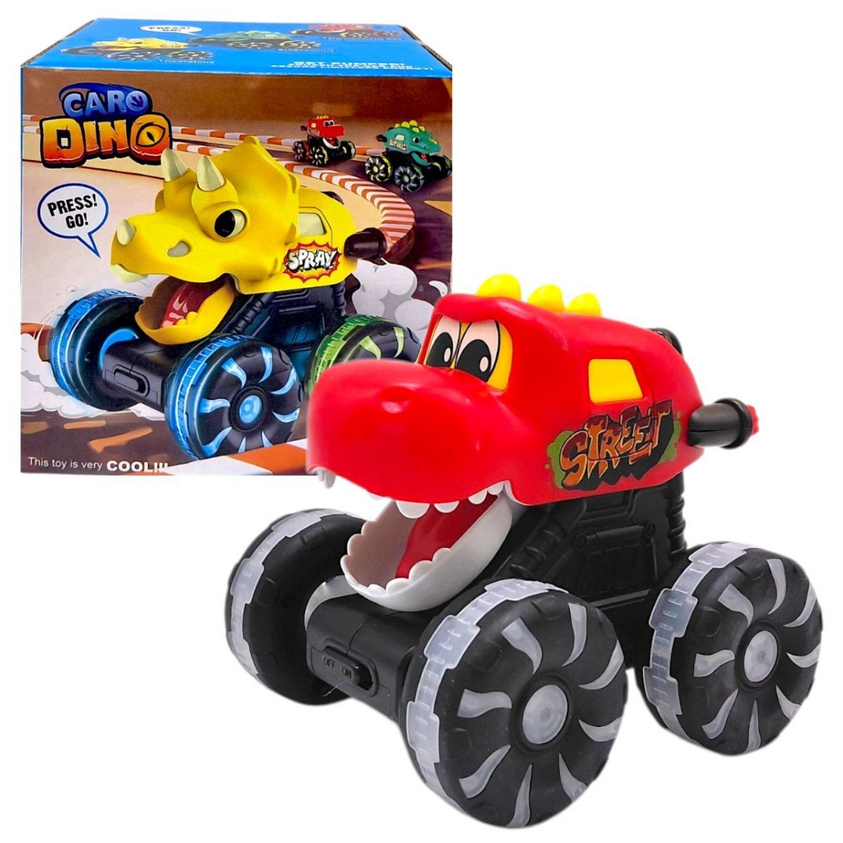 Інерційна машинка "DinoCar: Press&Go" (ЧЕРВОНА)  фото 1