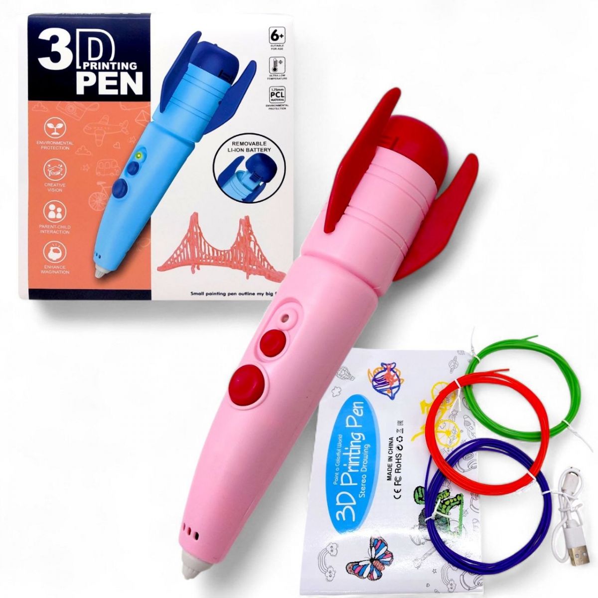 Набір для творчості 3D ручка, PCL 1. 75mm (РОЖЕВА)  фото 1