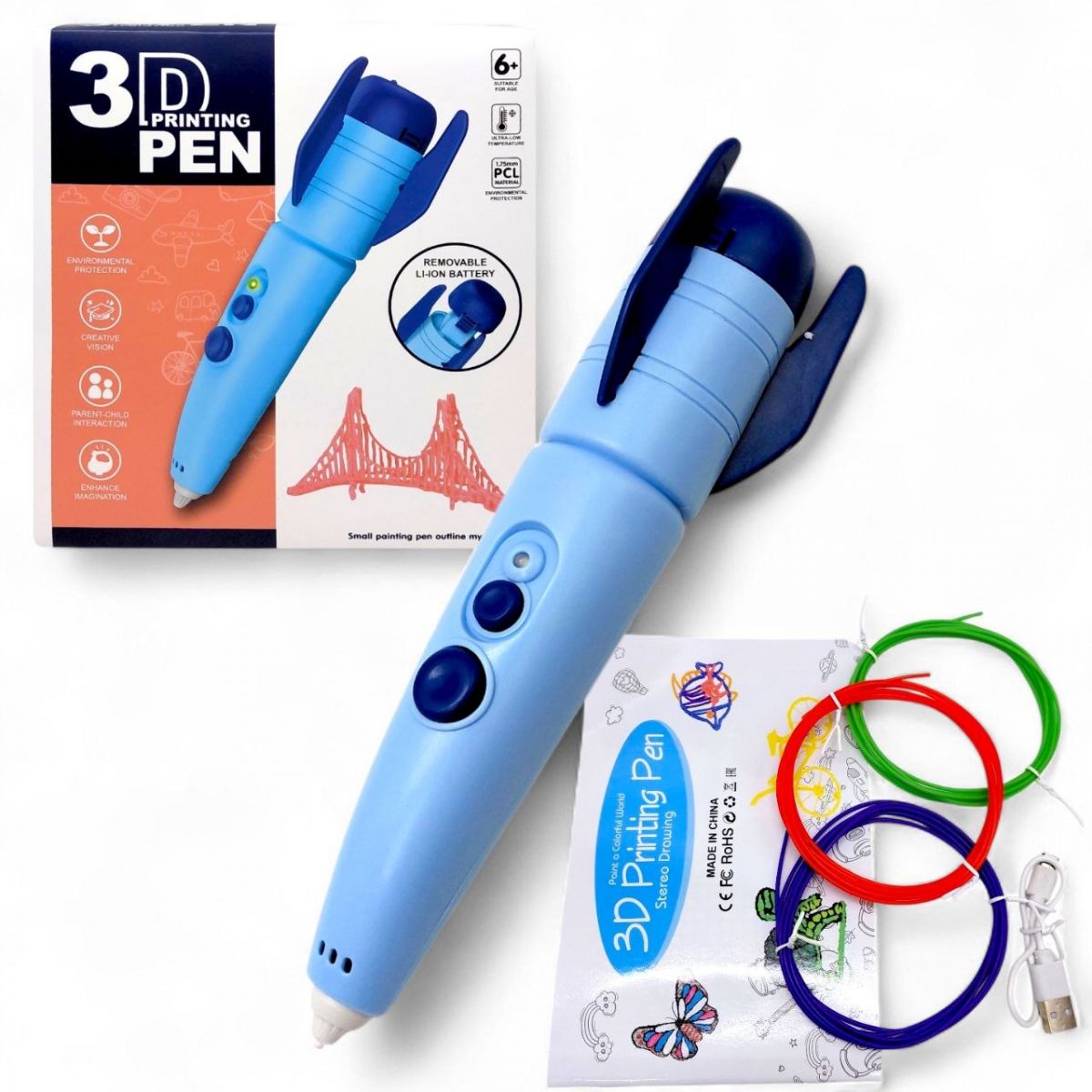 Набір для творчості 3D ручка, PCL 1. 75mm (БЛАКИТНА)  фото 1