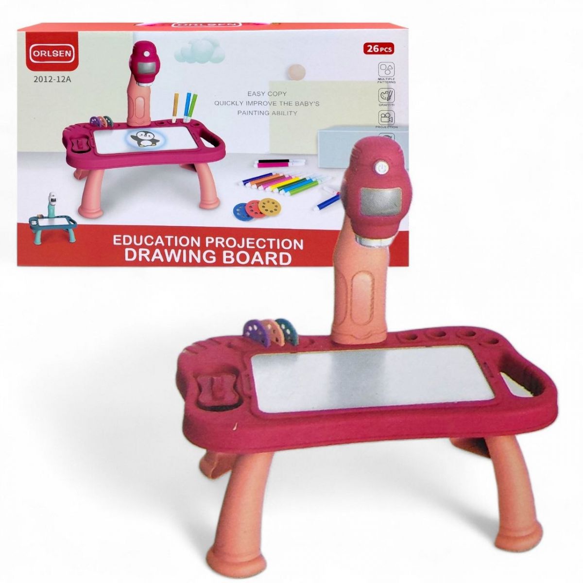 Стіл-дошка для малювання з проектором (РОЖЕВИЙ)  фото 1