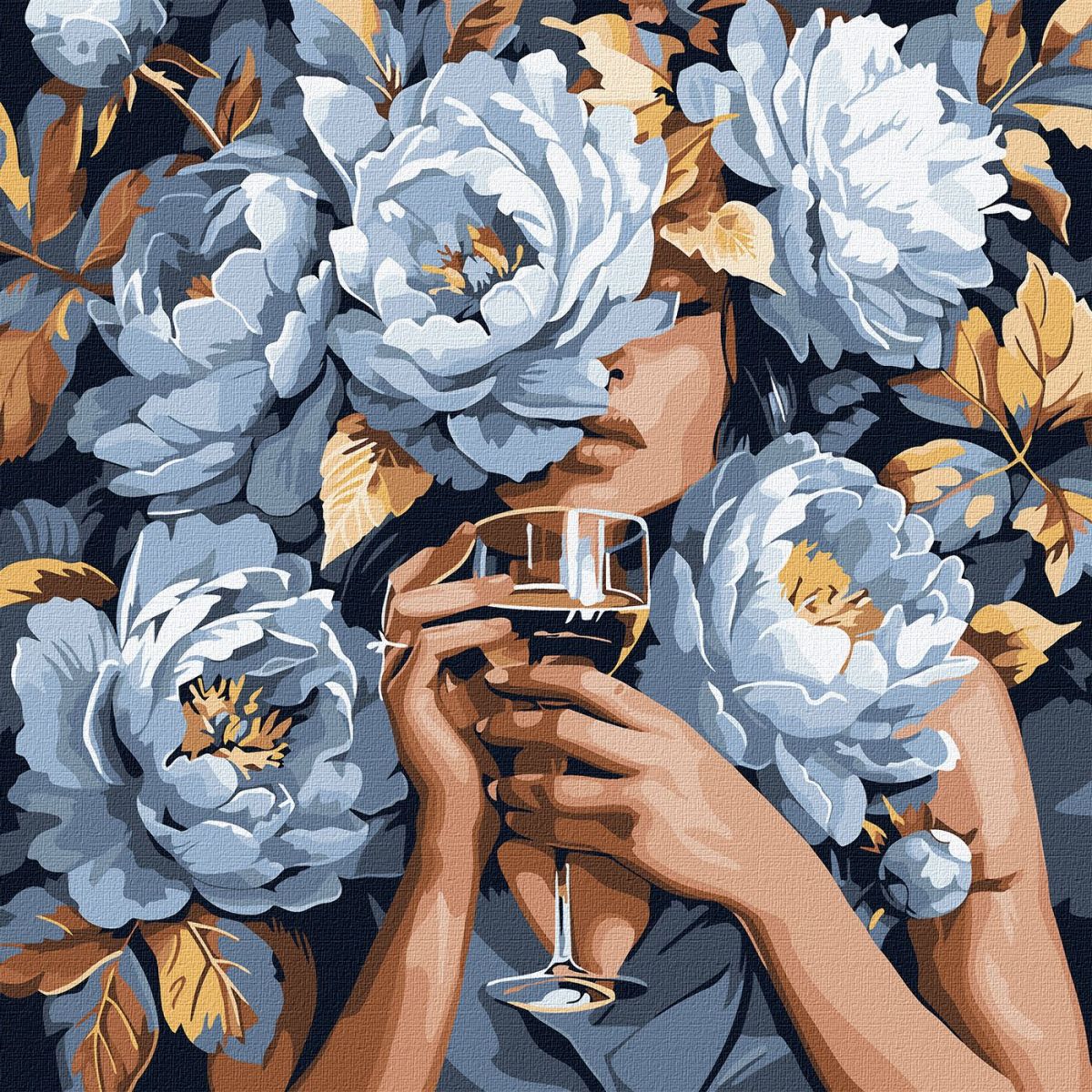 Картина по номерах з фарбами металік "Делікатні півонії" 40х40 см  фото 1