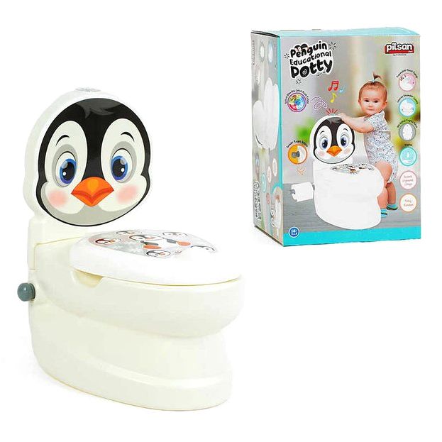 Горщик "Пінгвін" (спинка, знімний горщик, тримач для паперу, звуки води, підсвічування кнопки, в коробці)  фото 1