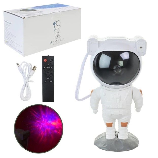 Нічник-проектор "Зоряне небо.  Космонавт" з пультом та зарядкой (короб.  12,3*11,5*24 см)  фото 1