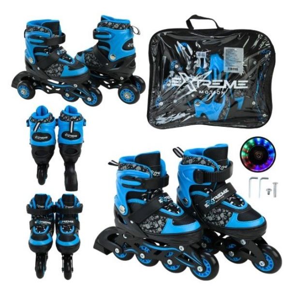 Роликові ковзани, розмір S (30-33) колеса PU 1 світло (у сумці 38*7*31 см)  фото 1