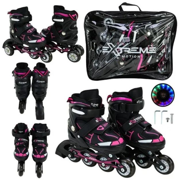 Роликові ковзани, розмір S (30-33) колеса PU 1 світло (у сумці 38*7*31 см)  фото 1