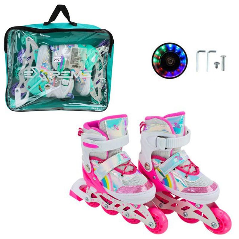 Роликові ковзани розмір M (34-37) колеса PU 1 світло (РОЖЕВІ)  фото 1