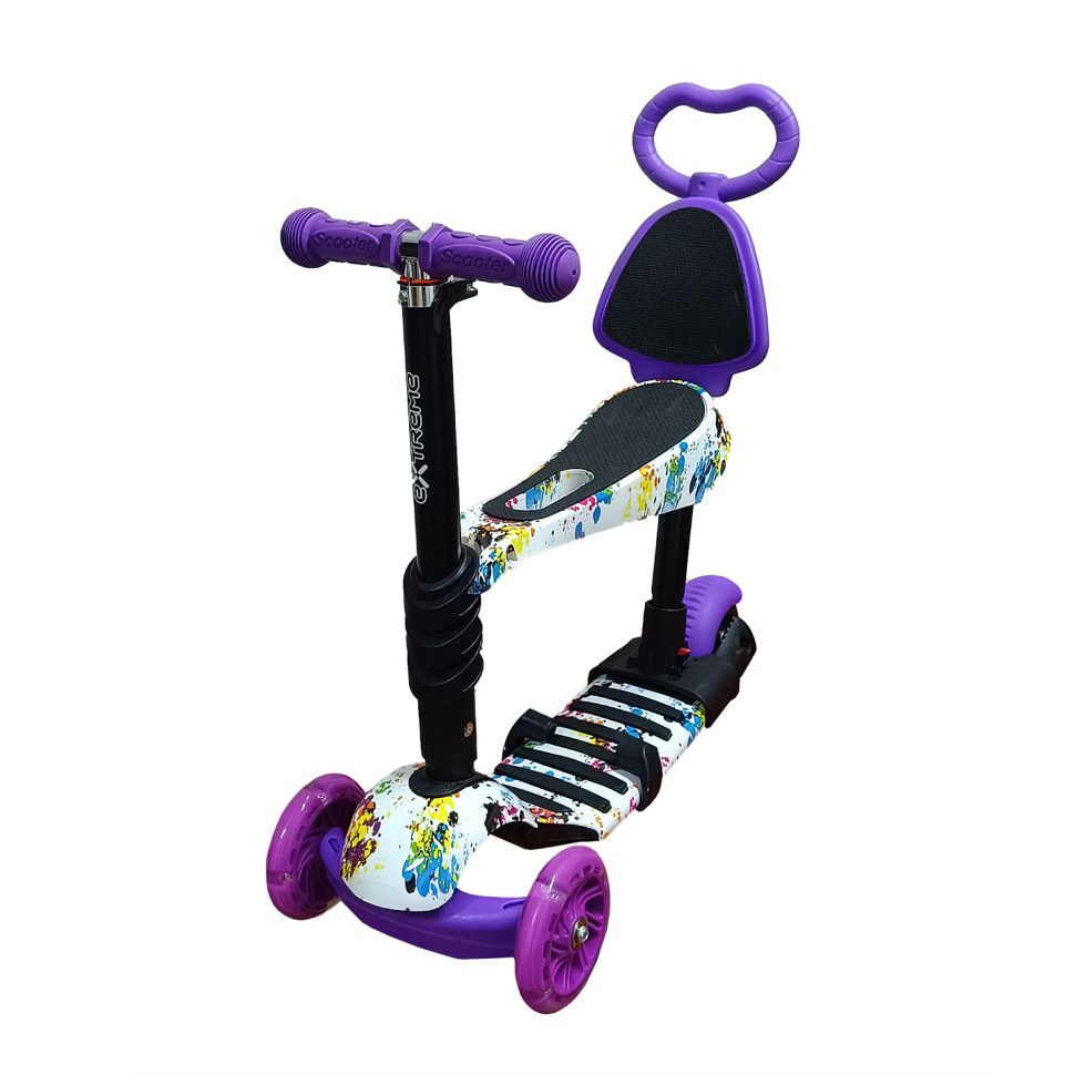 Самокат чотириколісний 5в1, фіолетовий (Транспортувальна упаковка)  фото 1