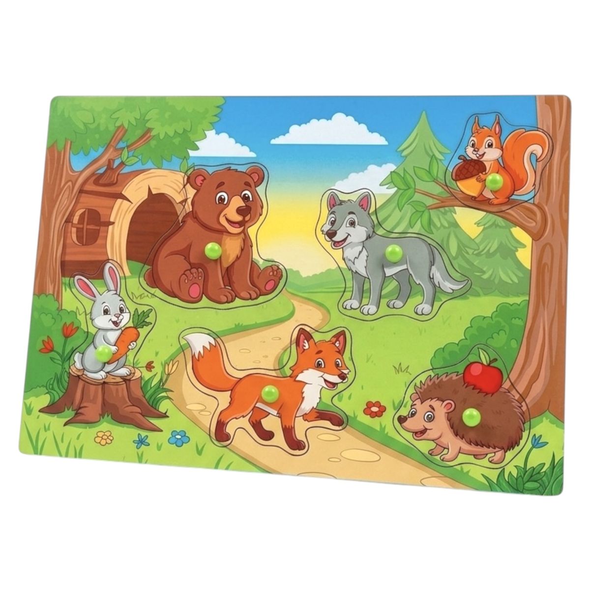 Пазл-вкладыш "ЛЕСНЫЕ ЖИВОТНЫЕ" (деревянный, 6 элементов)  фото 1