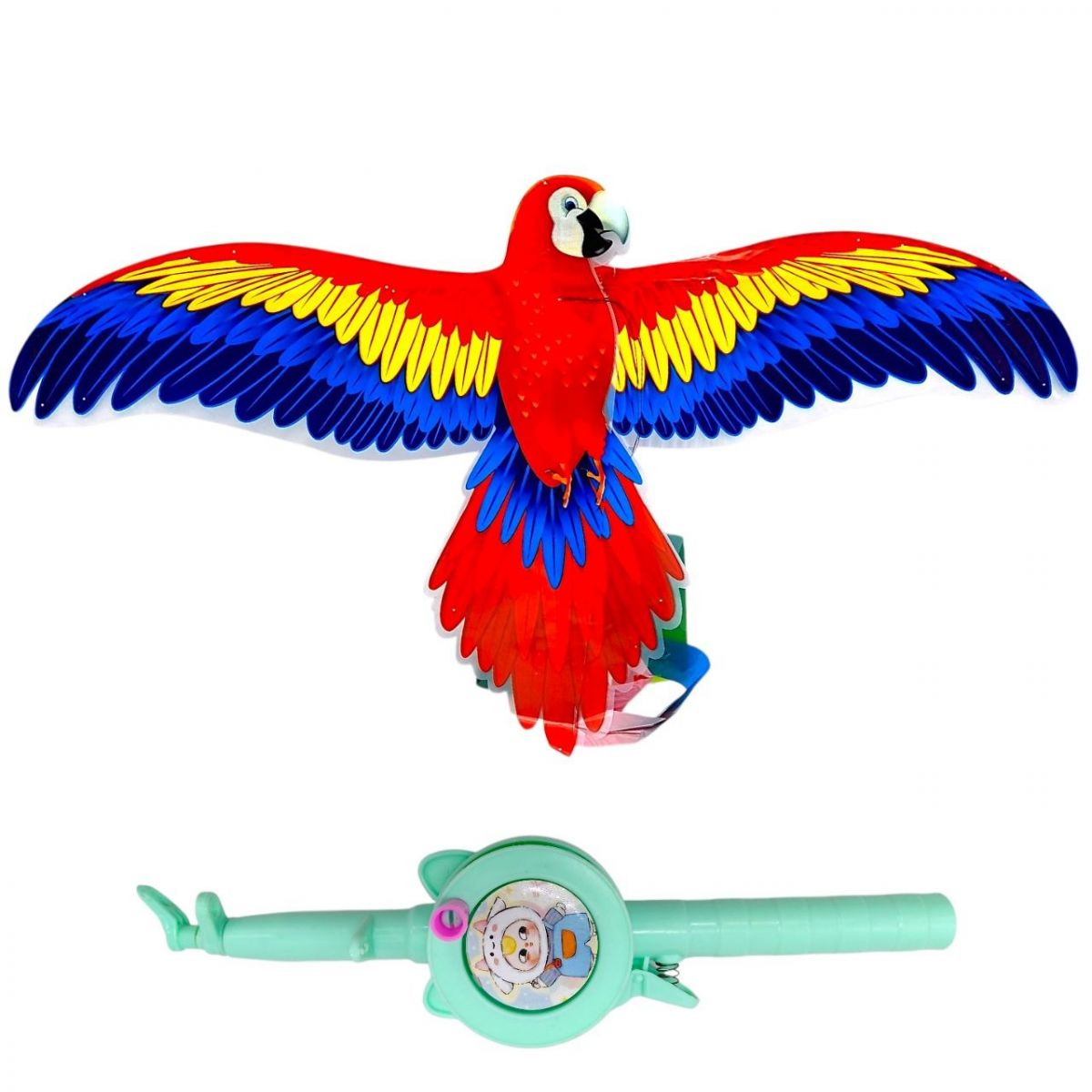 Воздушный змей, размах крыльев - 47 см "Попугай" (микс катушек в ассортименте)  фото 1