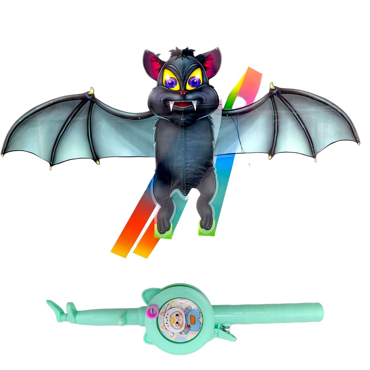 Воздушный змей, размах крыльев - 47 см "Летучая мышь" (микс катушек в ассортименте)  фото 1