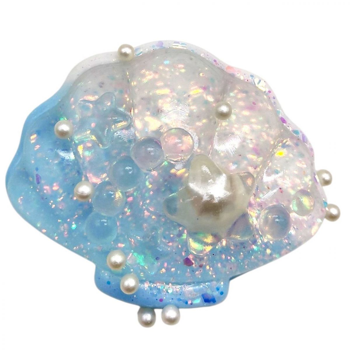 Антистрес, таба сквіш "Мушля з перлиною" (БІЛО-БЛАКИТНА)  фото 1