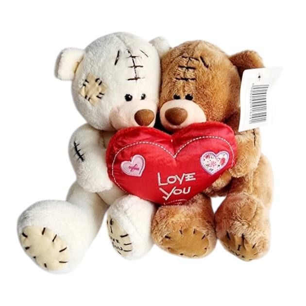 Уценка.  Мякі іграшки Пара Ведмедиків 16 см (КОРИЧНЕВИЙ+БІЛИЙ) - Лапьі не пришитьі к сердцу  фото 1