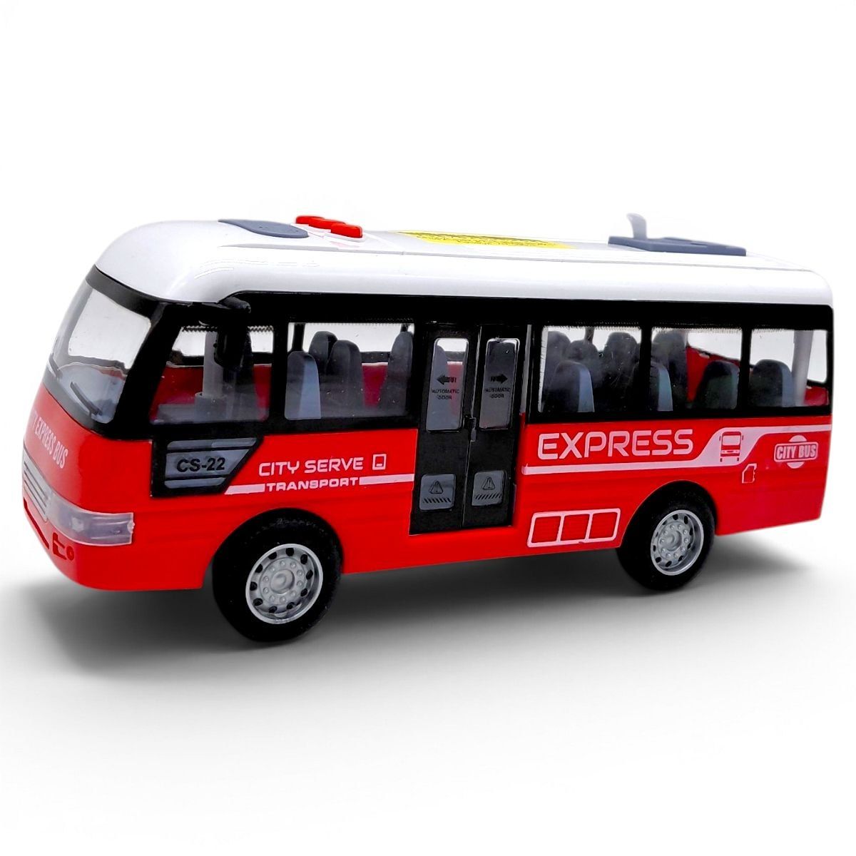 Автобус інерційний на батарейках 19x8x8 см (ЧЕРВОНИЙ)  фото 1