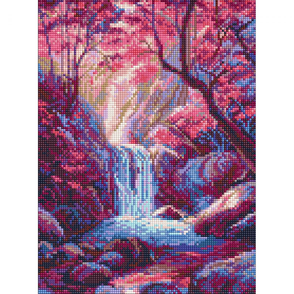 Алмазна мозаїка "Водоспад у рожевих тонах" 30х40 см  фото 1